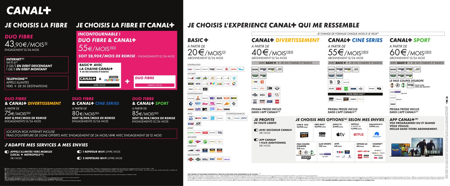 Canal+ Fibre et abonnements - Offres Antilles Guyane Juillet 2026